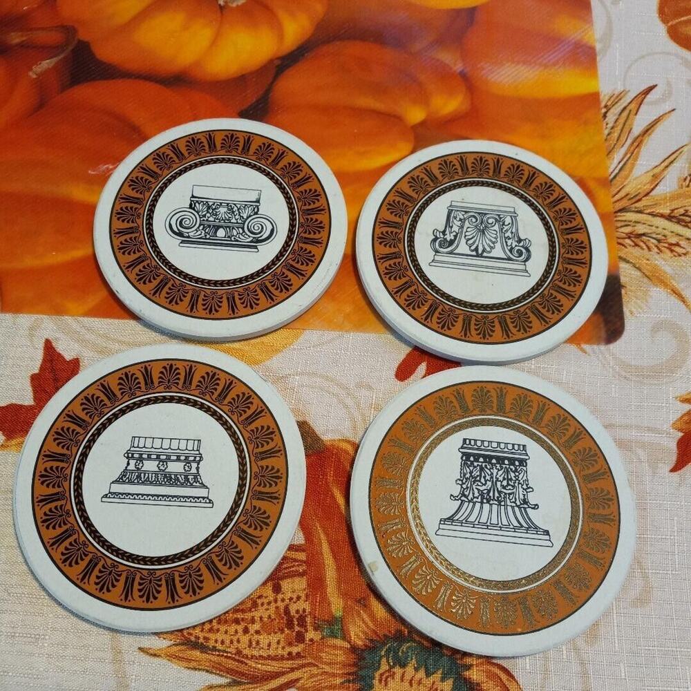 Retro Hindostone Greek Style Coasters Set of 4 by Hindostone Products, Inc.